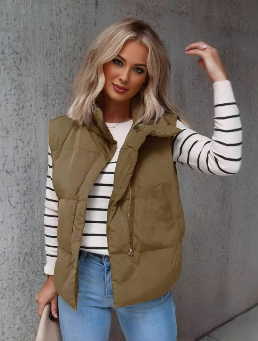 Khaki padded gilet - Lana Fiorelli