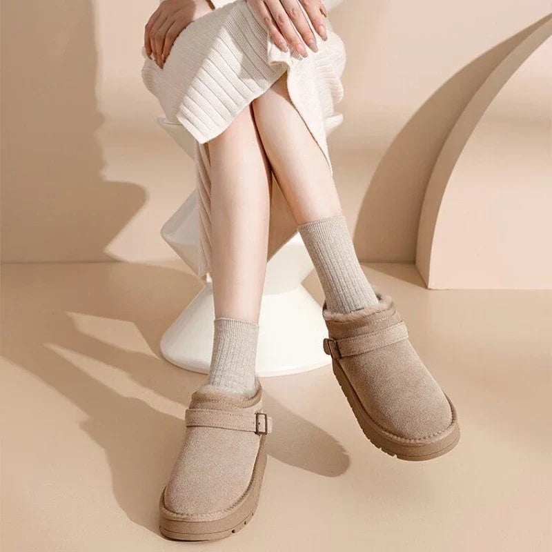 Brown fur lined platform boots - Lana Fiorelli
