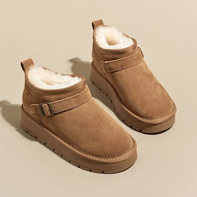 Brown fur lined platform boots - Lana Fiorelli