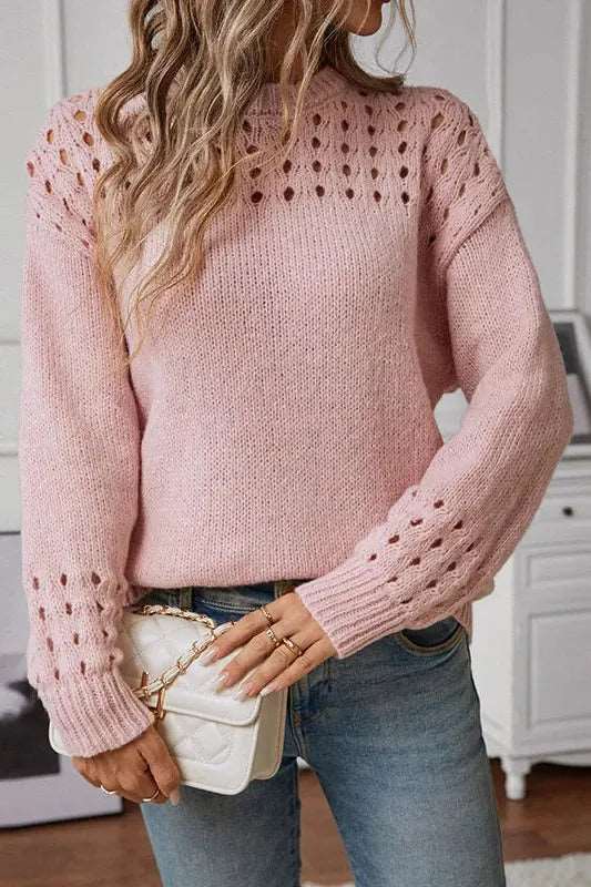 Pink open-stitch sweater - Lana Fiorelli