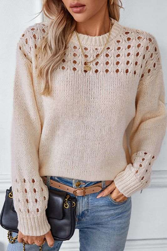 Beige open-stitch sweater - Lana Fiorelli