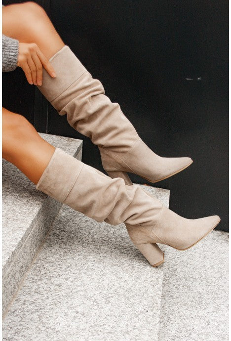 Beige slouch knee high boots - Lana Fiorelli