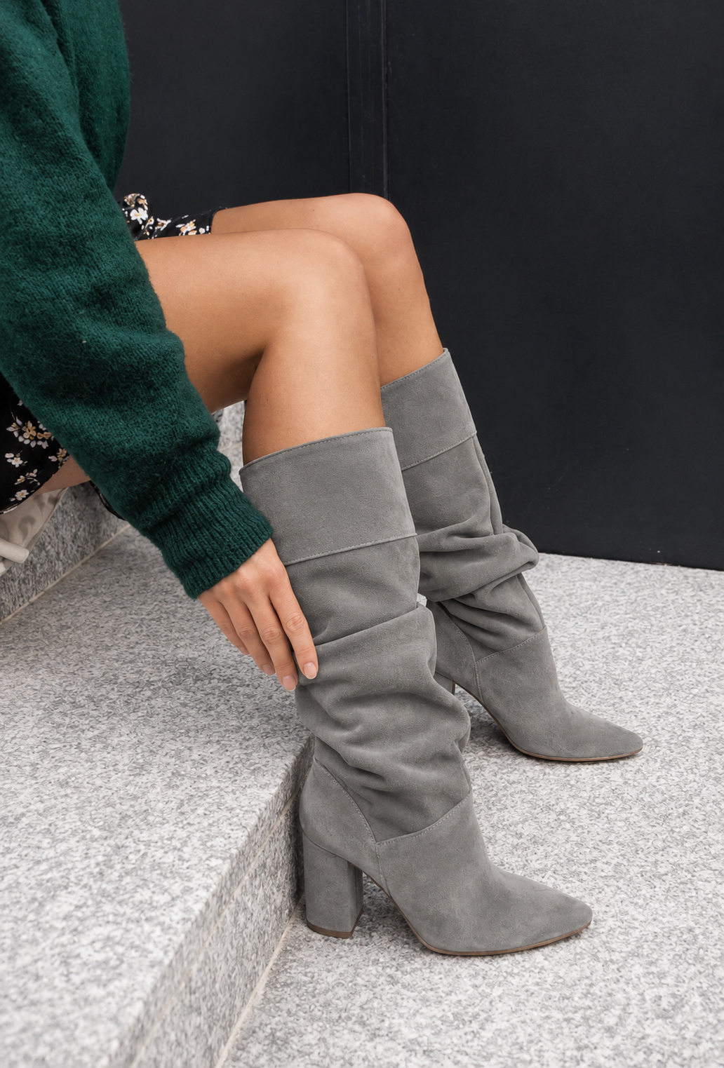 Grey slouch knee high boots - Lana Fiorelli
