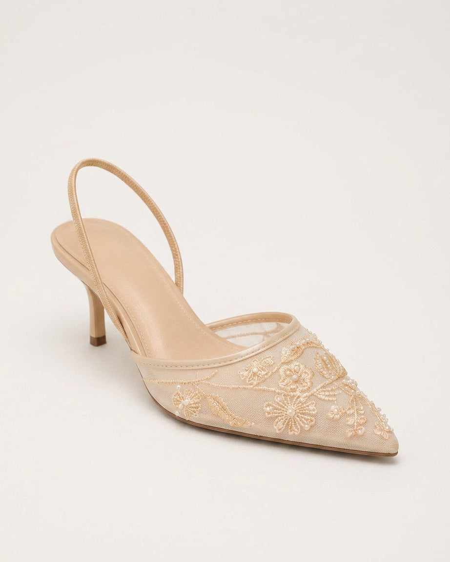 Beige Slingback Pumps - Lana Fiorelli