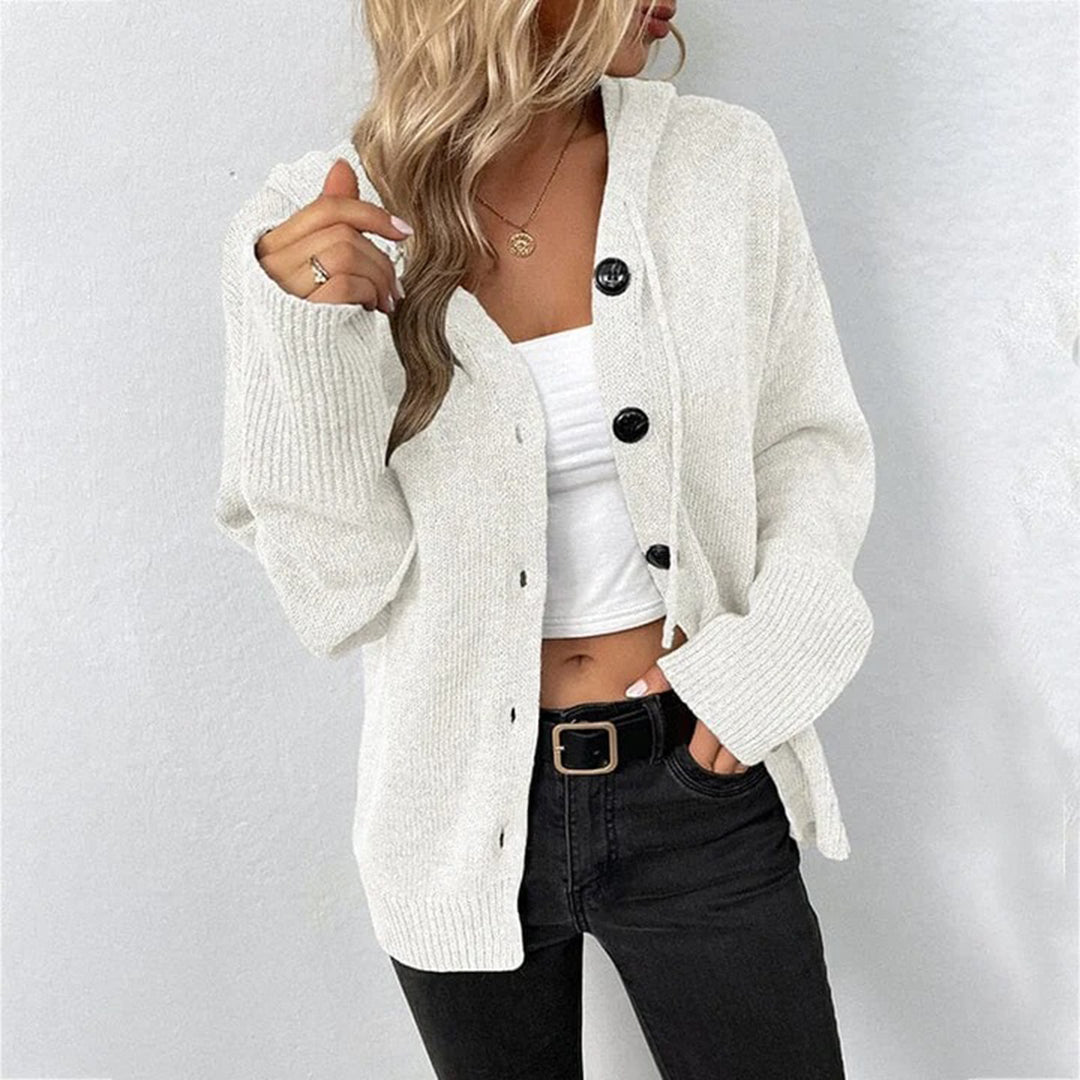 White hooded button cardigan - Lana Fiorelli