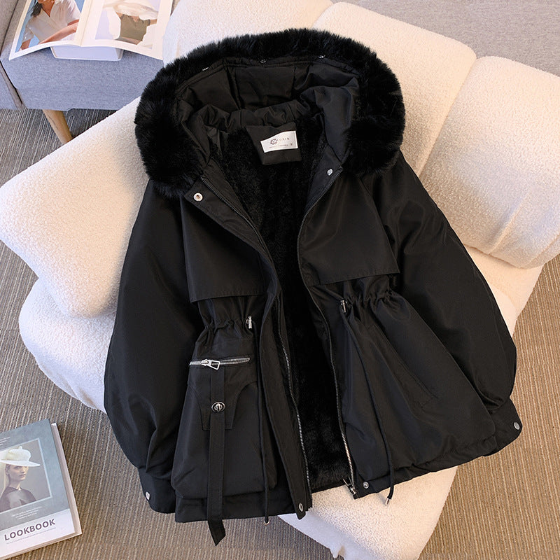 Black fur trim hooded coat - Lana Fiorelli