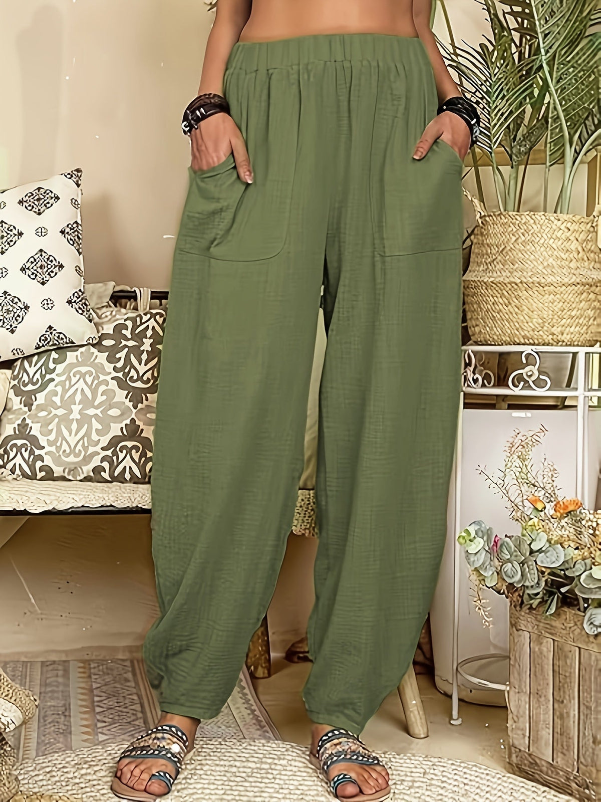 Dark Green wide leg trousers - Lana Fiorelli