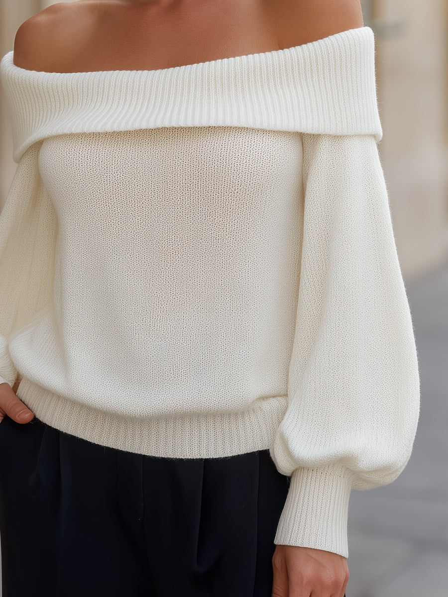White off shoulder knit sweater - Lana Fiorelli
