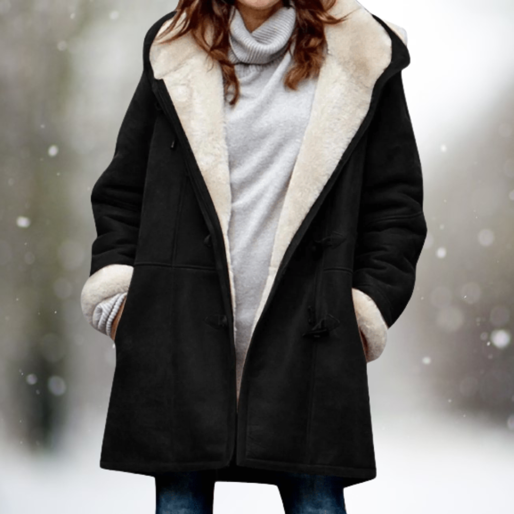 Black hooded toggle coat - Lana Fiorelli