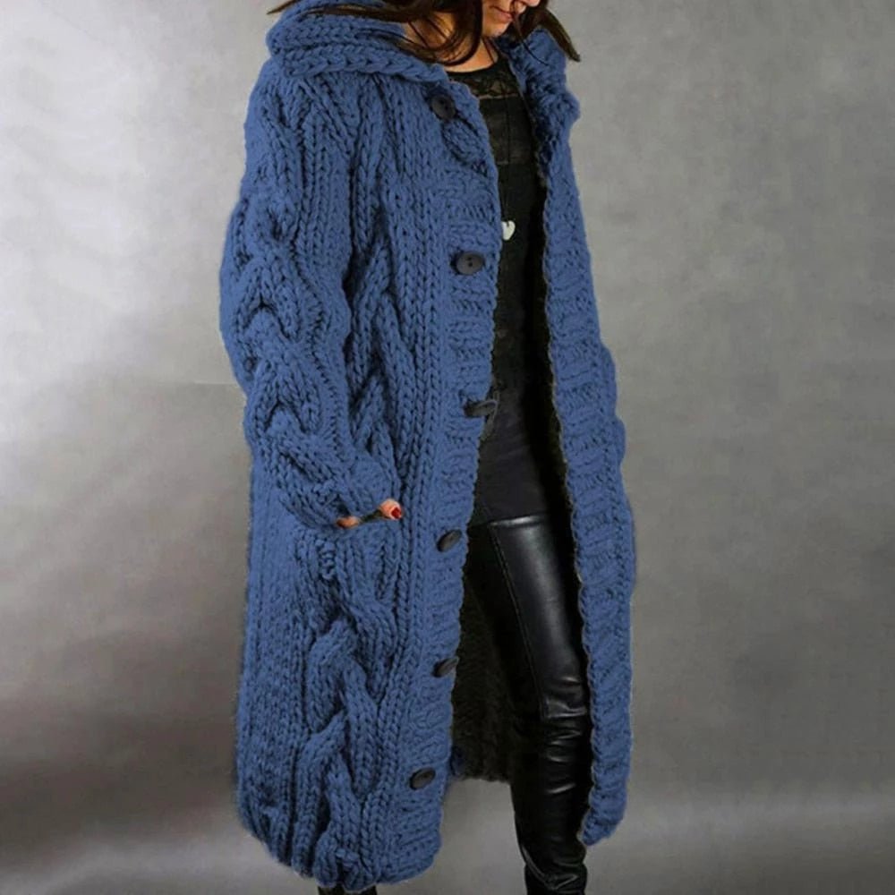 Blue cable knit cardigan - Lana Fiorelli