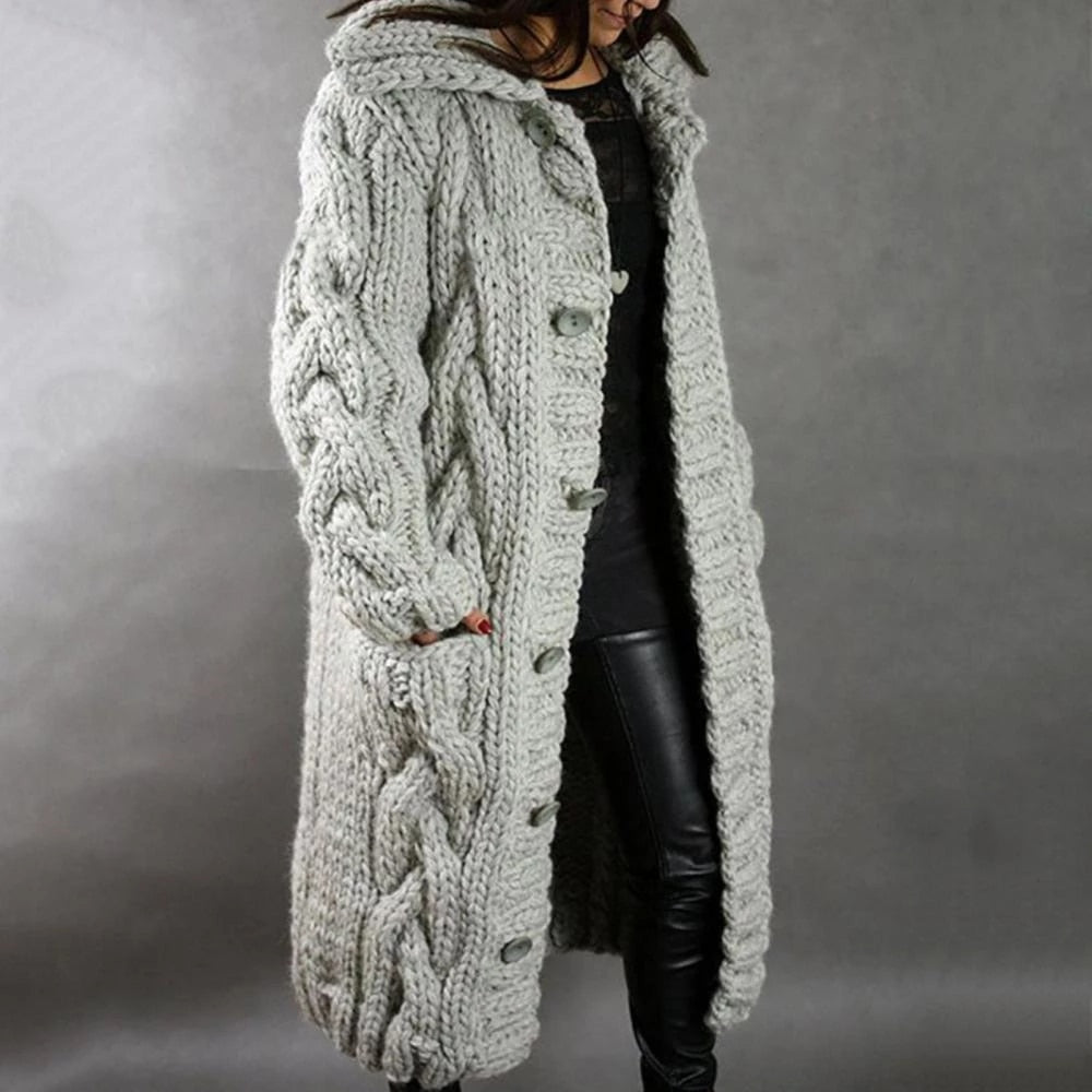 Light Grey cable knit cardigan - Lana Fiorelli