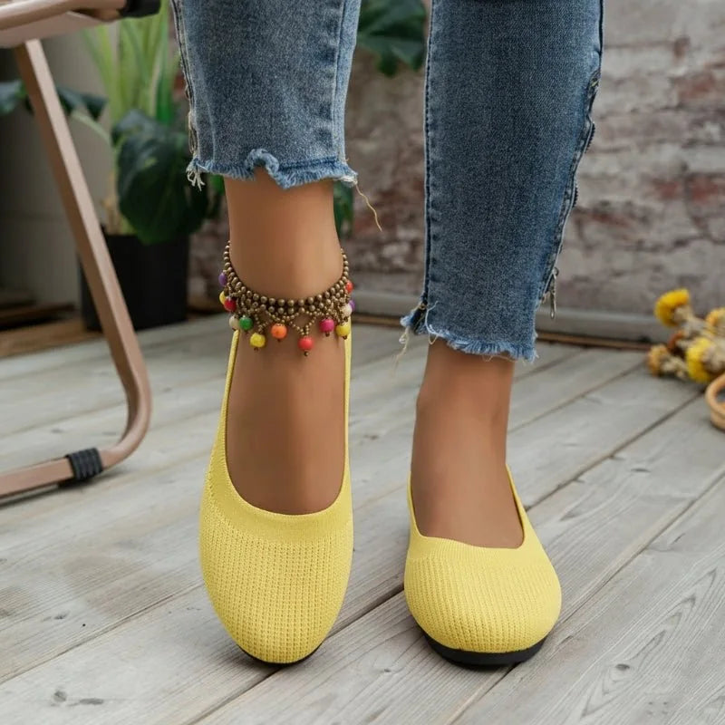 Yellow knit loafer flats - Lana Fiorelli