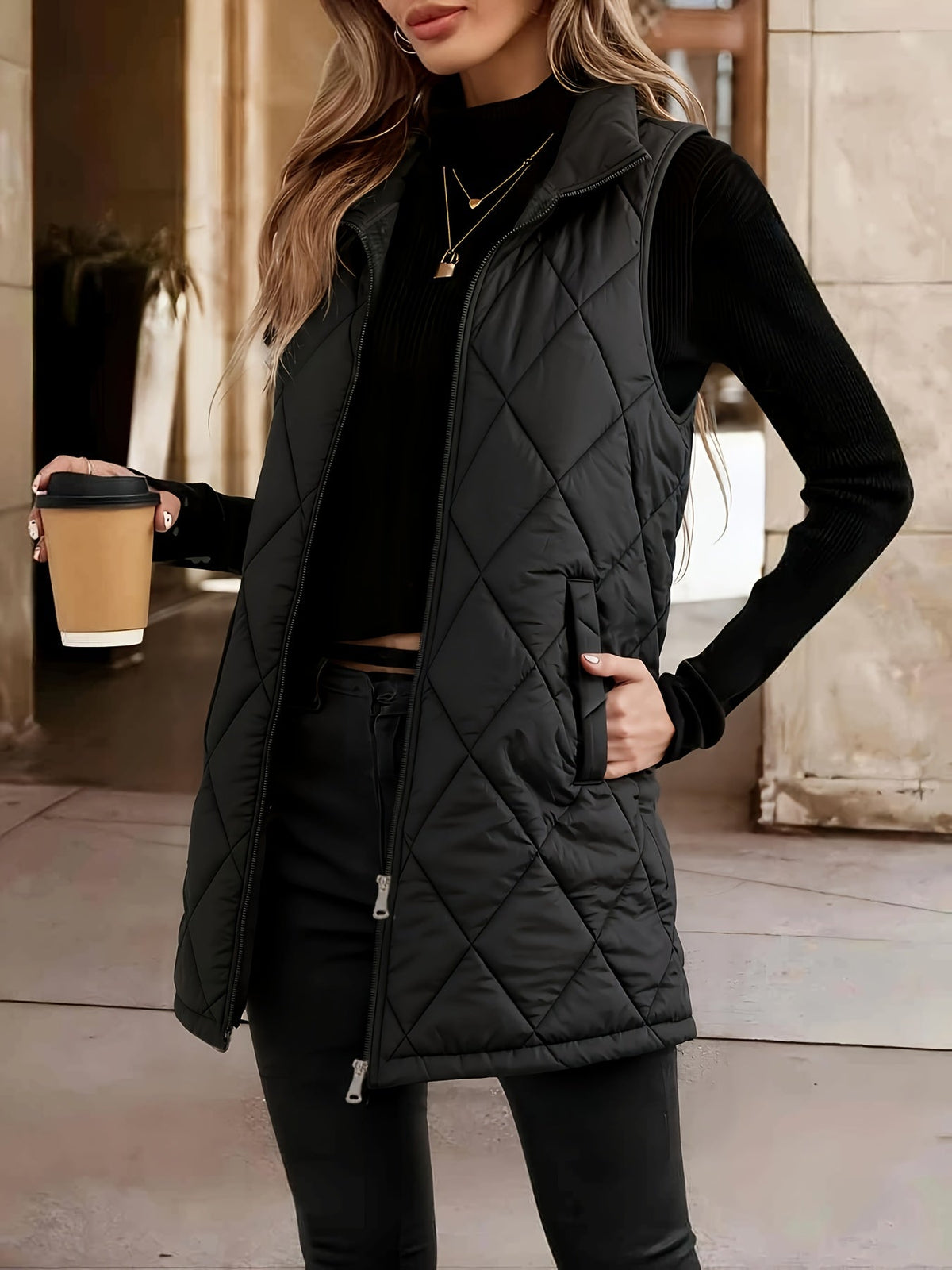 Women's rhombus quilted gilet - Lana Fiorelli