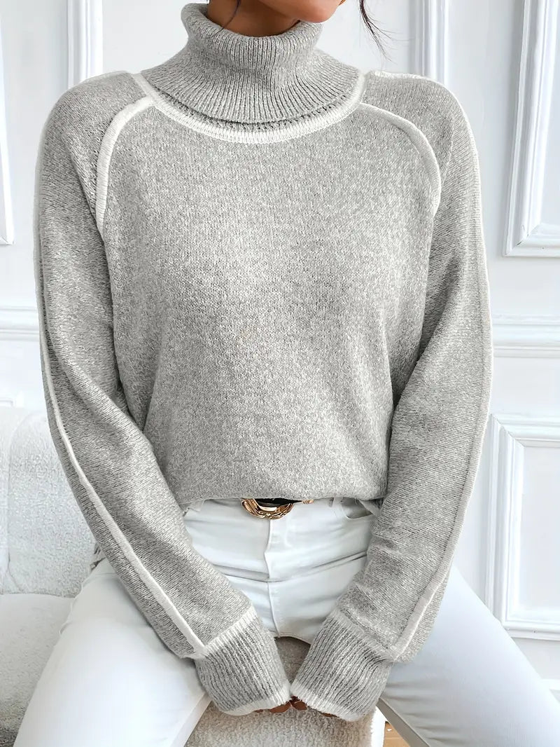 Grey raglan turtleneck jumper - Lana Fiorelli