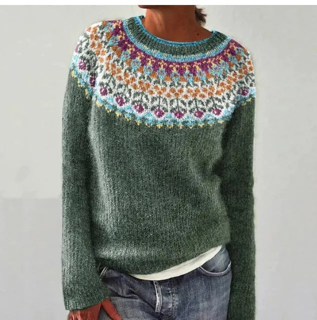 Green nordic knit sweater - Lana Fiorelli