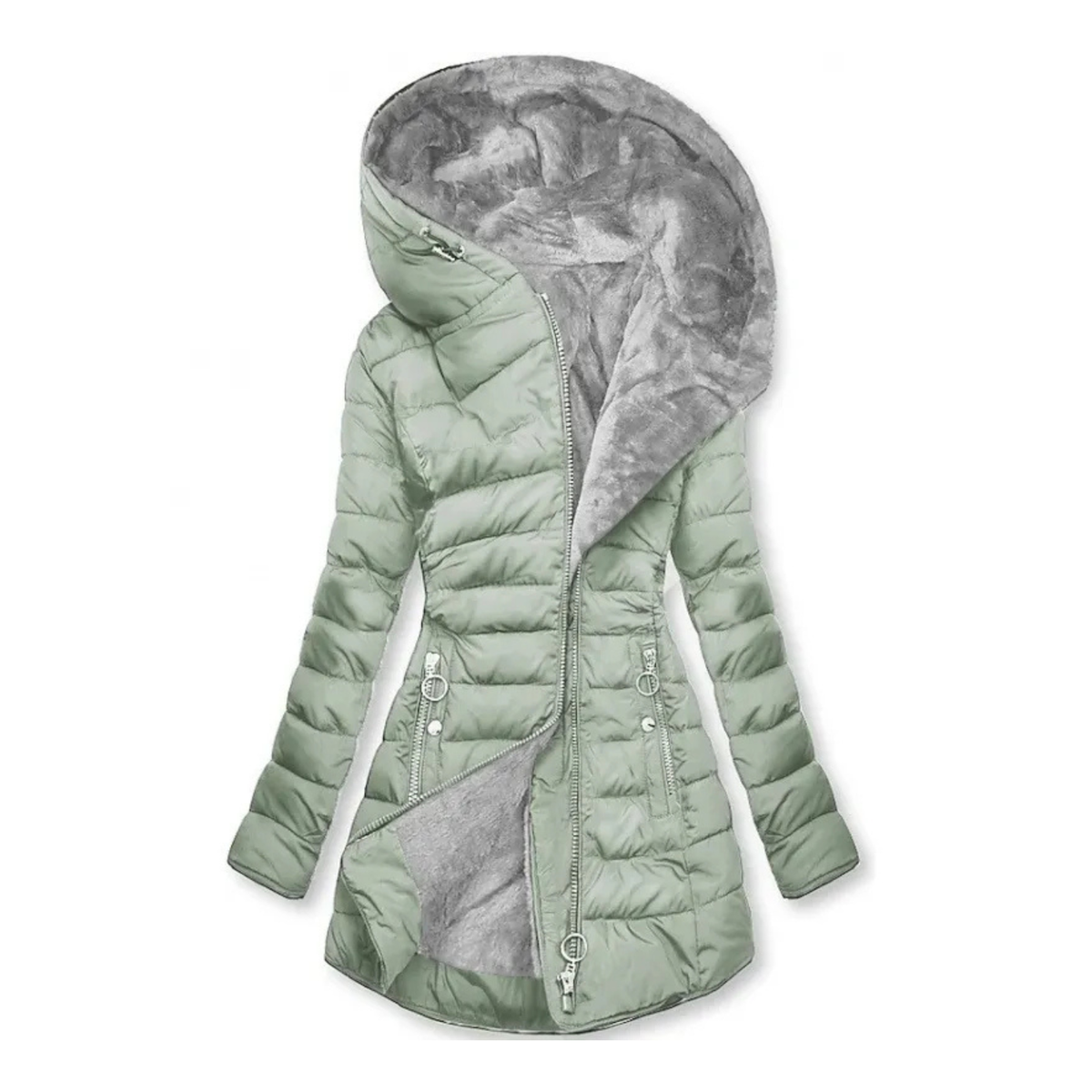 Light Green hooded puffer coat - Lana Fiorelli