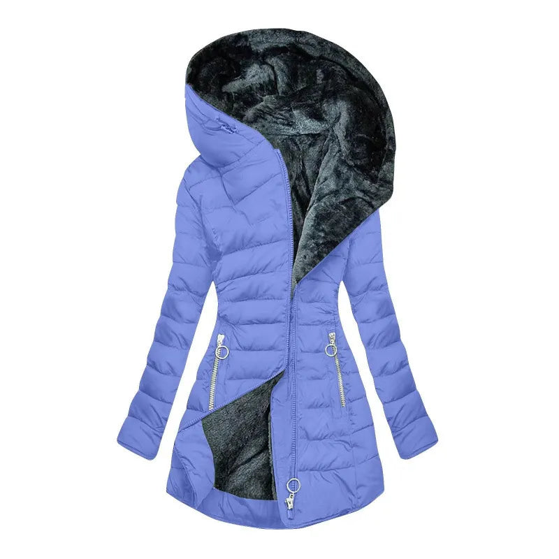 Sky Blue hooded puffer coat - Lana Fiorelli