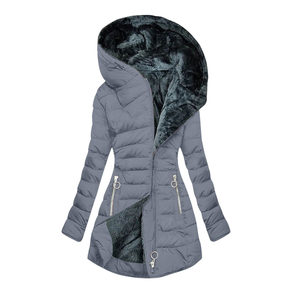 Grey hooded puffer coat - Lana Fiorelli