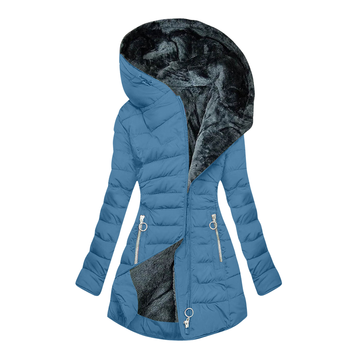 Blue hooded puffer coat - Lana Fiorelli