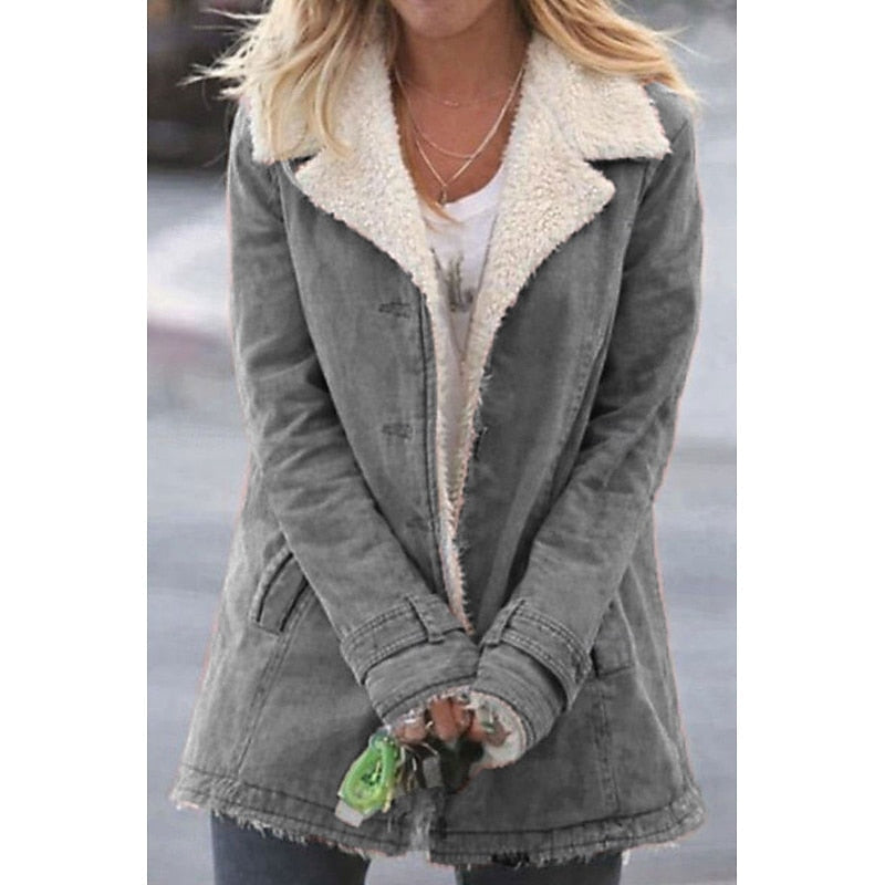 Grey sherpa lined coat - Lana Fiorelli
