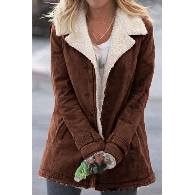 Brown sherpa lined coat - Lana Fiorelli
