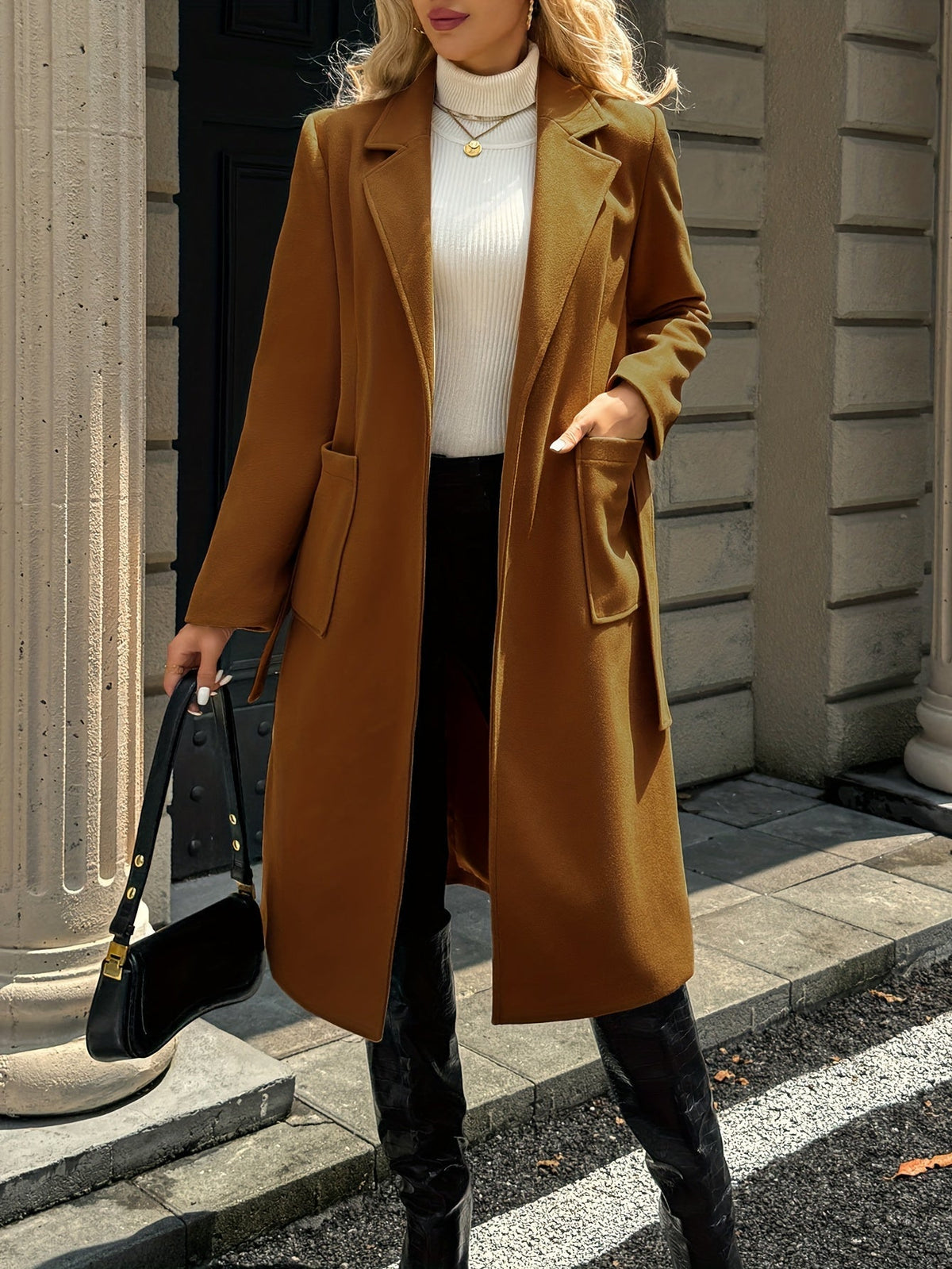 Women's belted long coat - Lana Fiorelli