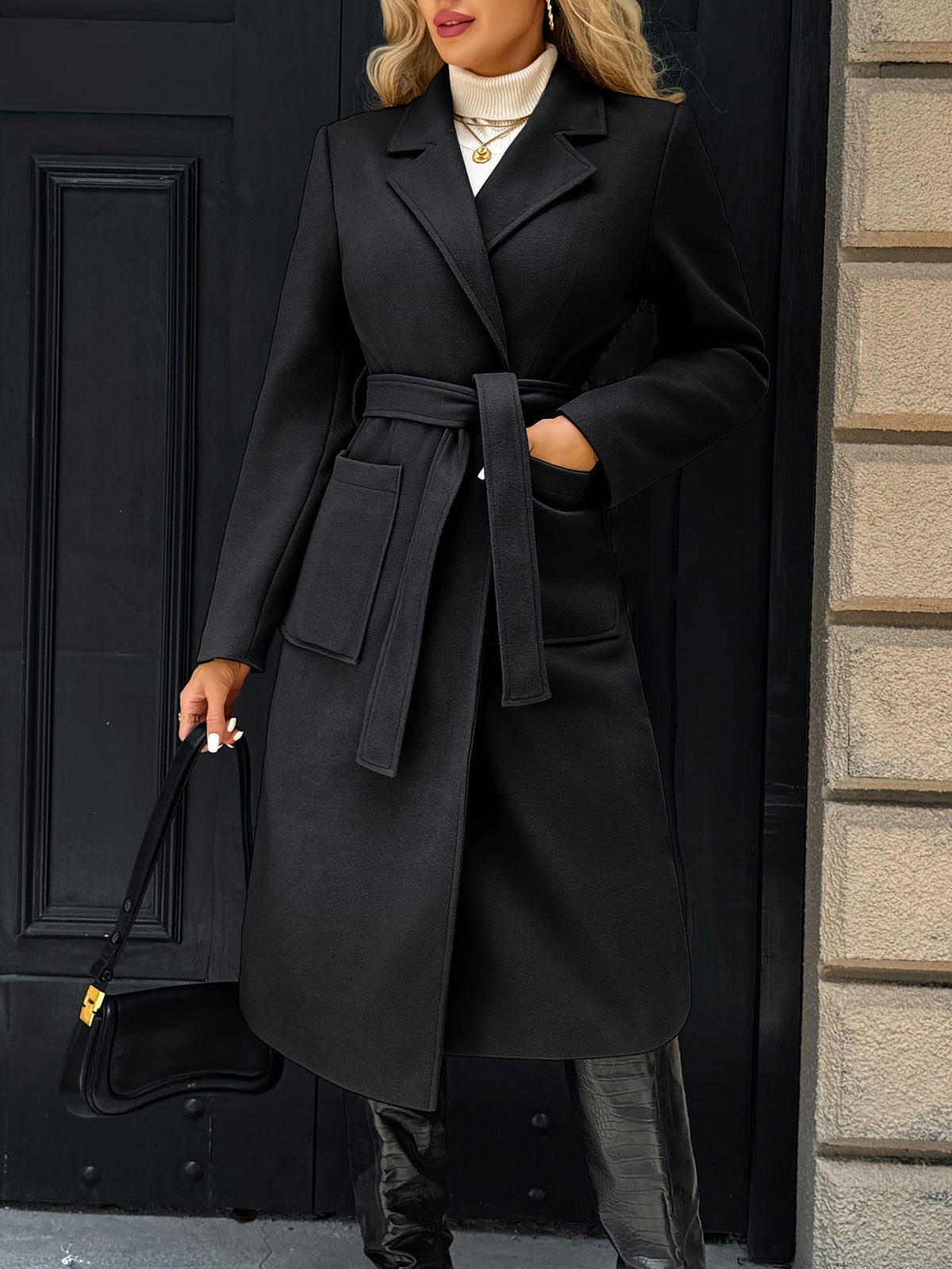 Women's belted long coat - Lana Fiorelli