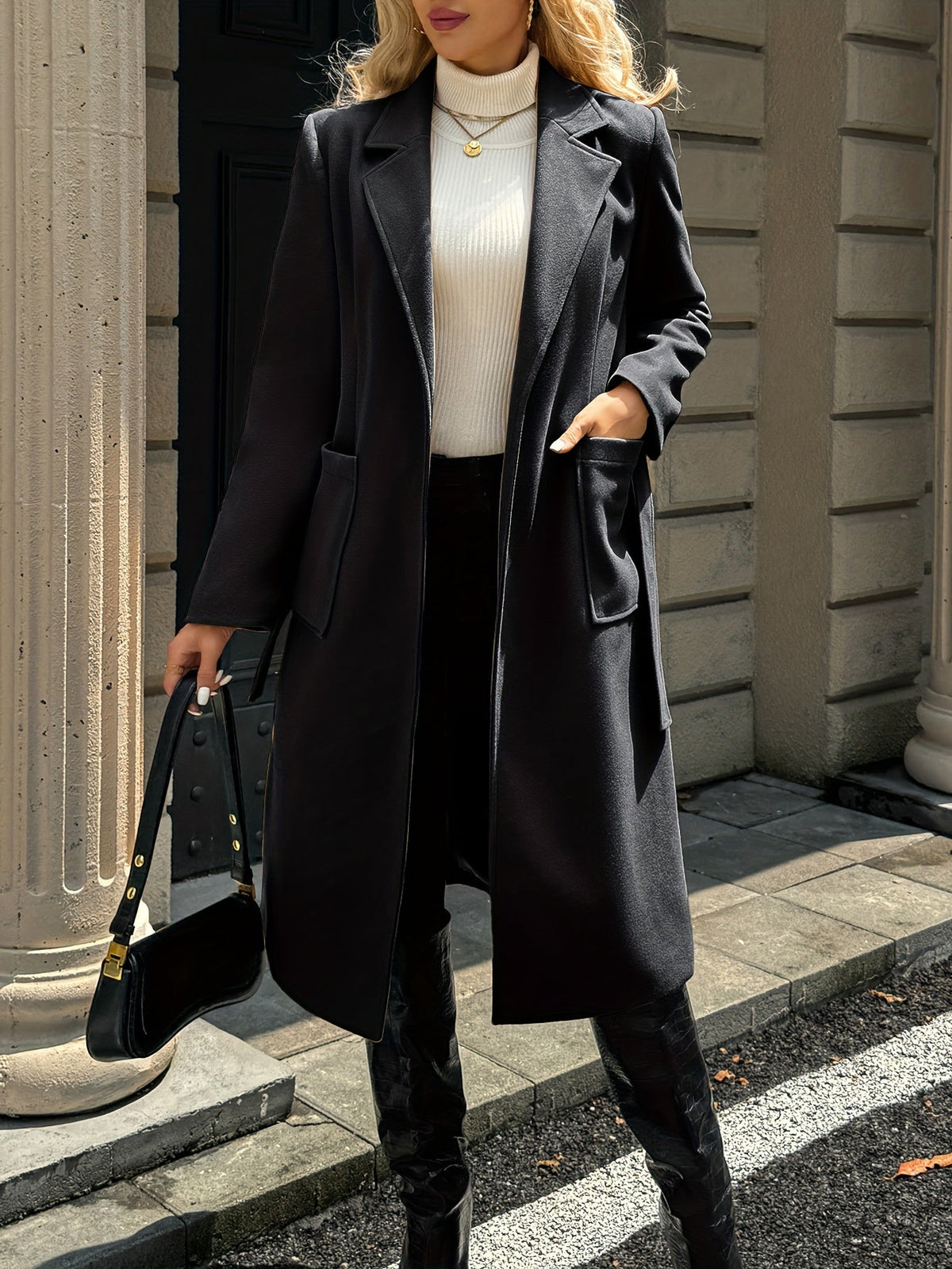 Women's belted long coat - Lana Fiorelli