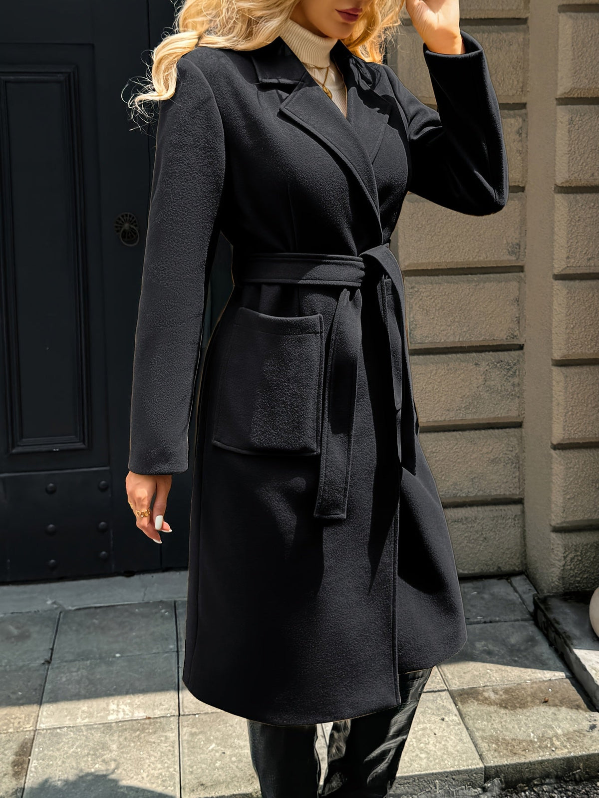 Women's belted long coat - Lana Fiorelli