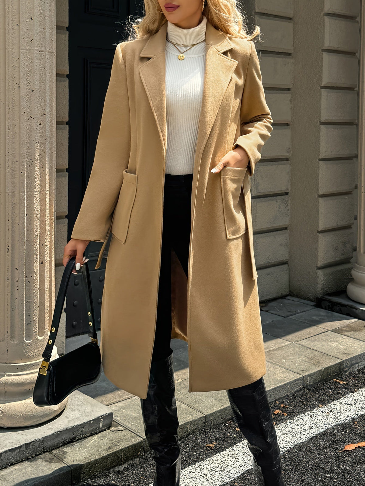 Women's belted long coat - Lana Fiorelli