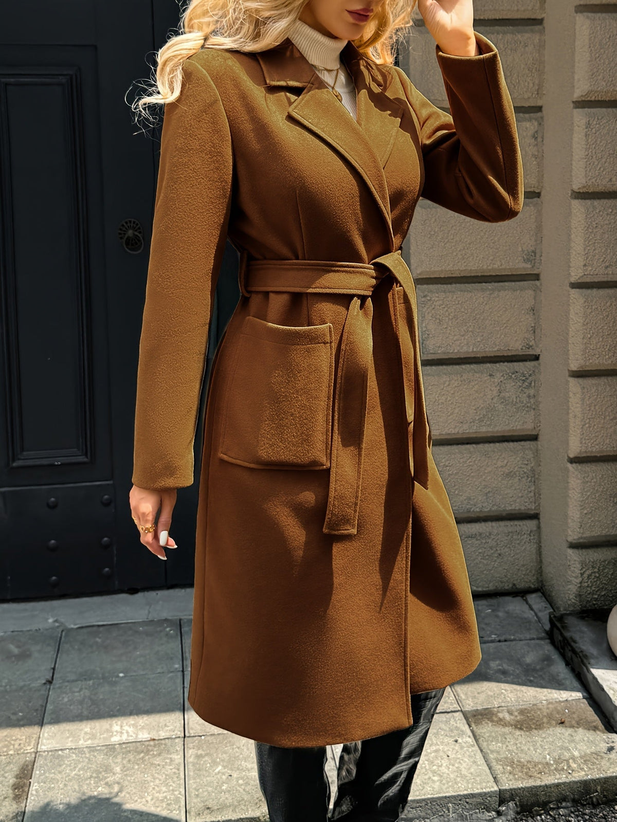 Women's belted long coat - Lana Fiorelli