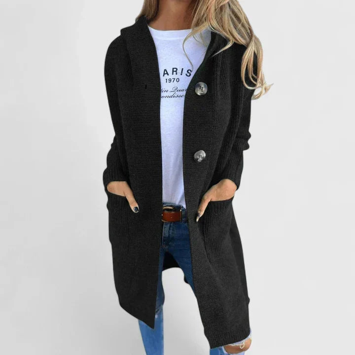 Black hooded long cardigan - Lana Fiorelli
