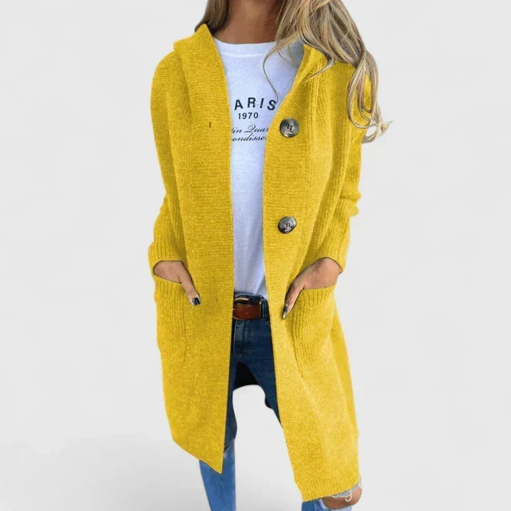 Yellow hooded long cardigan - Lana Fiorelli
