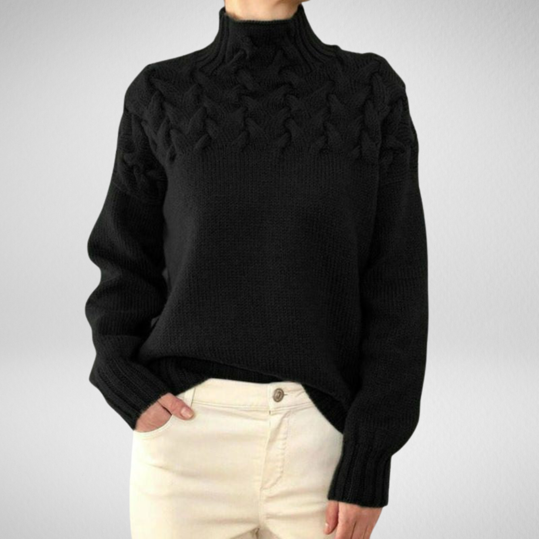 Women's cable yoke turtleneck sweater - Lana Fiorelli