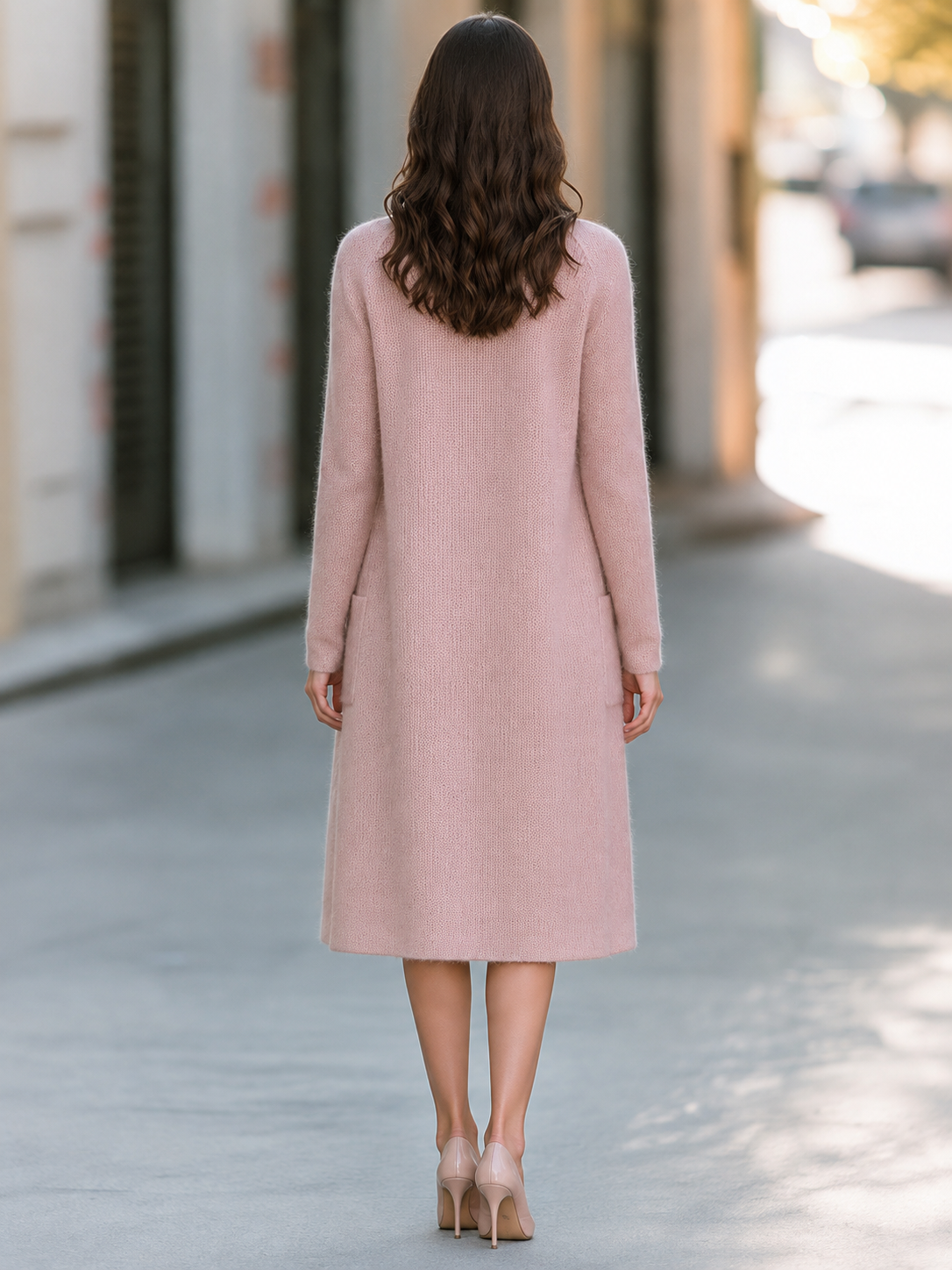 Pink knit midi dress and long cardigan set - Lana Fiorelli