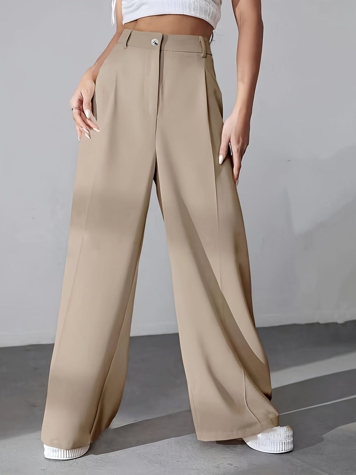 Khaki pleated trousers - Lana Fiorelli