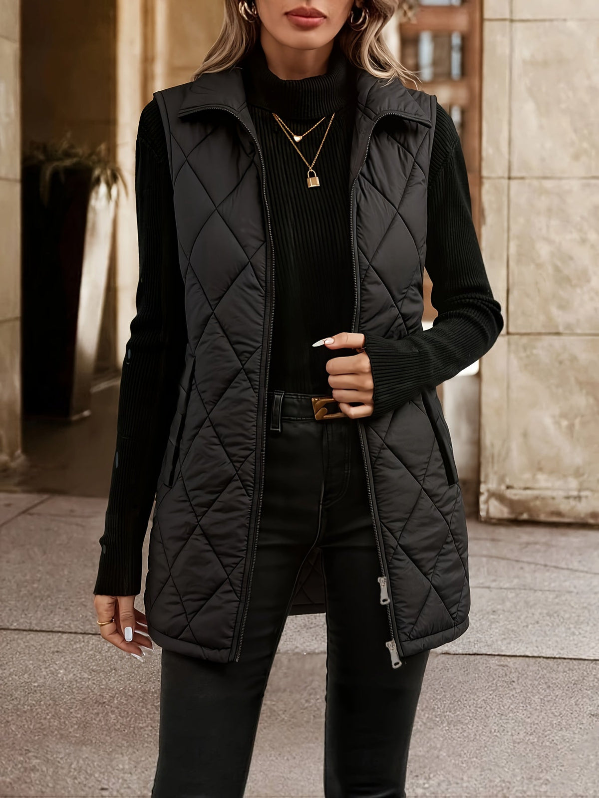 Women's rhombus quilted gilet - Lana Fiorelli