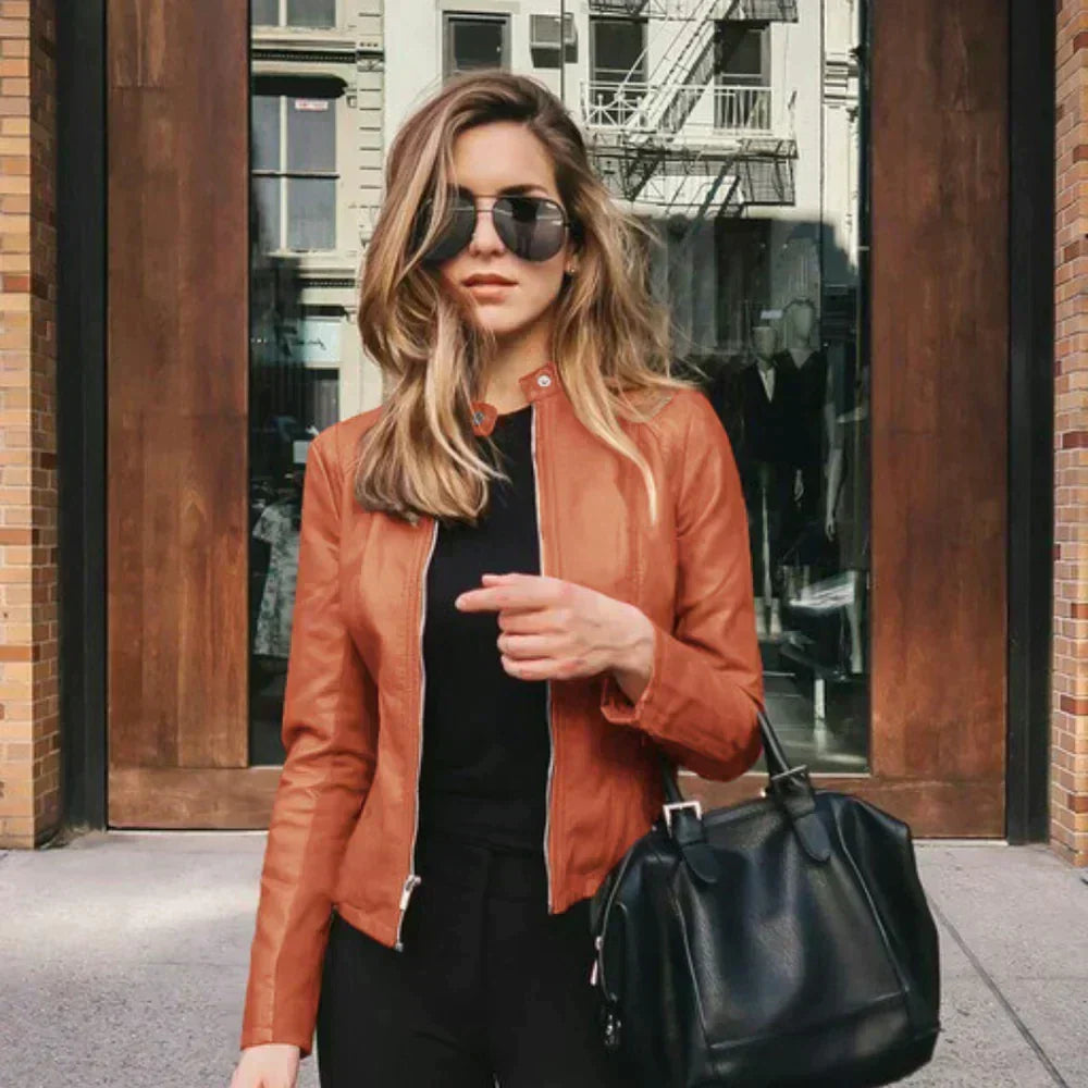 Brown faux leather jacket - Lana Fiorelli