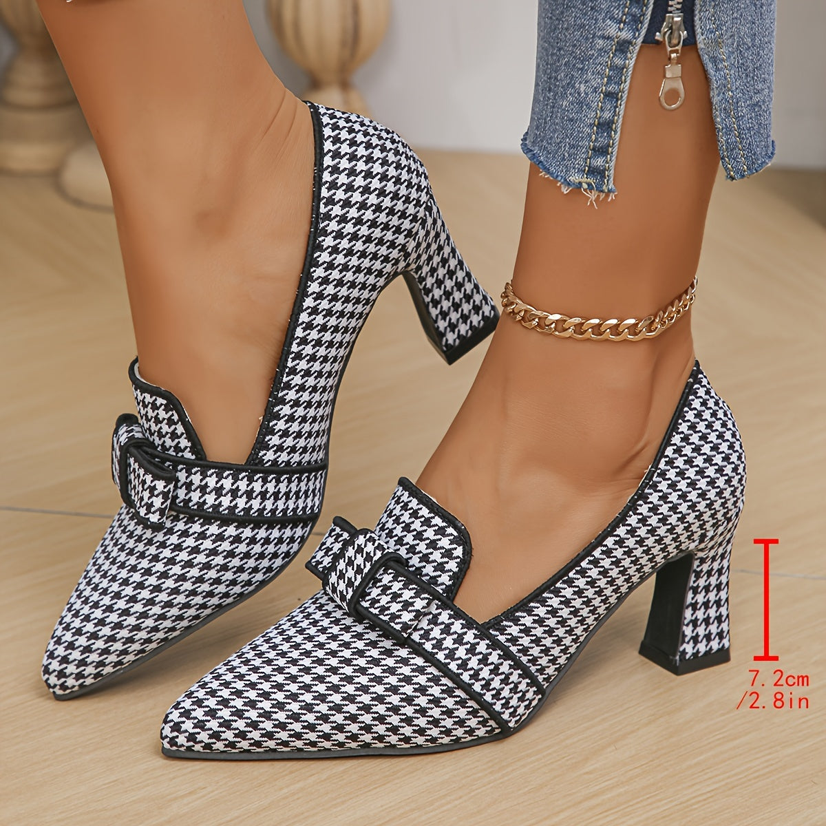 Beige houndstooth pumps - Lana Fiorelli