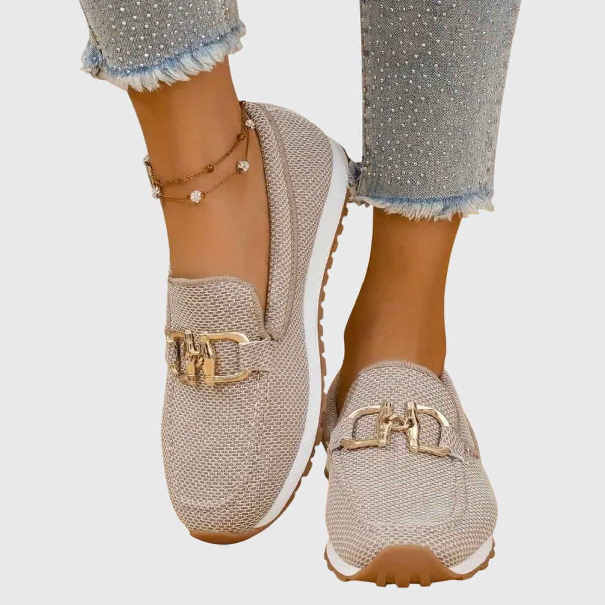 Beige knit slip on sneakers - Lana Fiorelli
