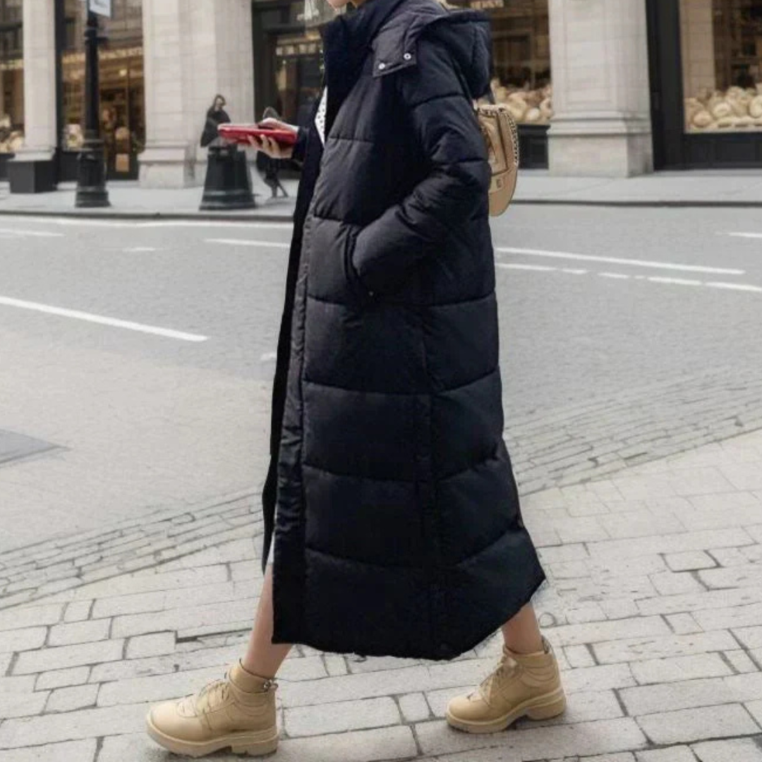 Black long hooded puffer coat - Lana Fiorelli