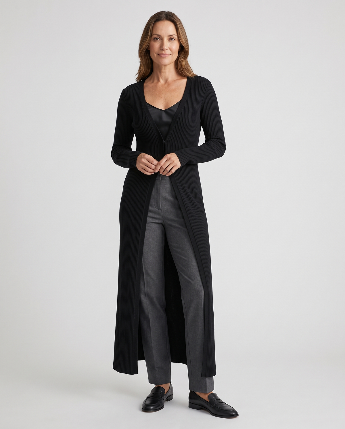 Cardigan Donna Lungo Girocollo in Maglia Leggera per l'Autunno