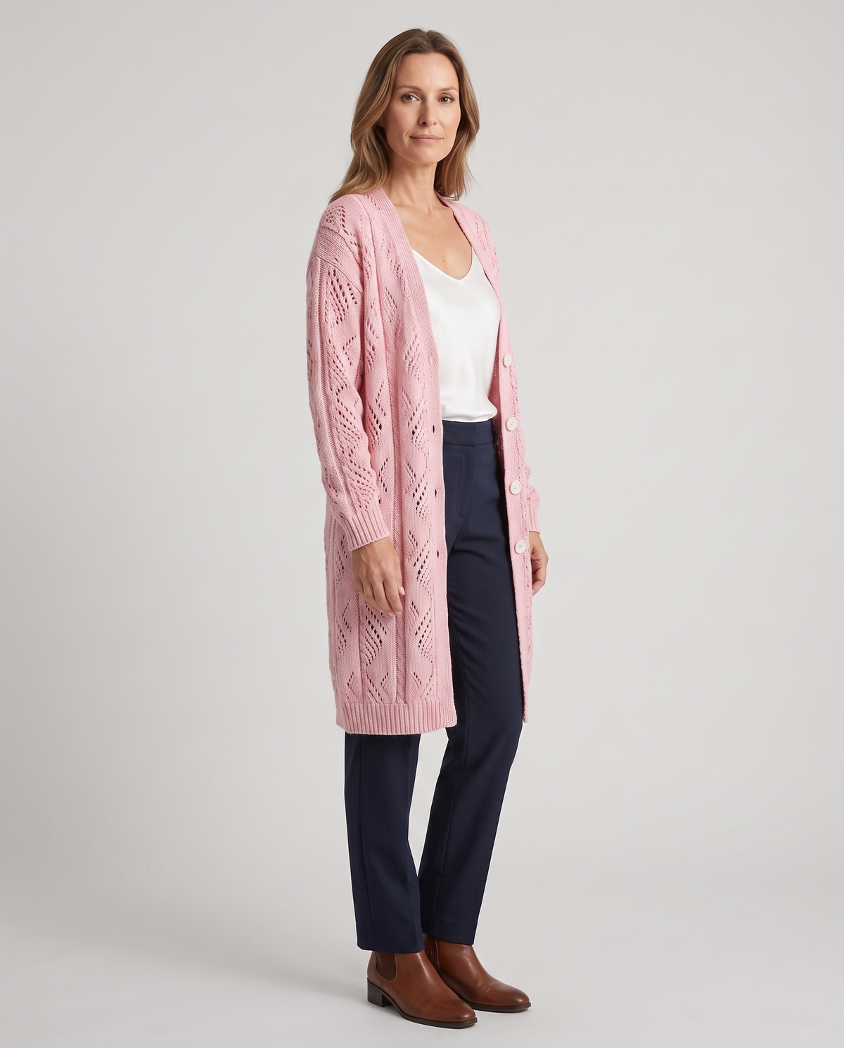 Cardigan Donna Oversize Traforato in Maglia Taglie Comode
