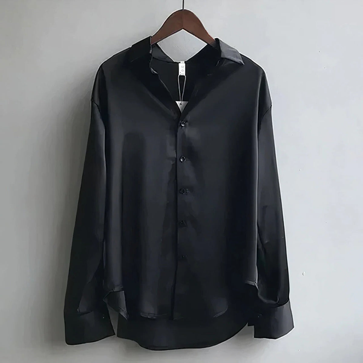 Black satin button down blouse - Lana Fiorelli