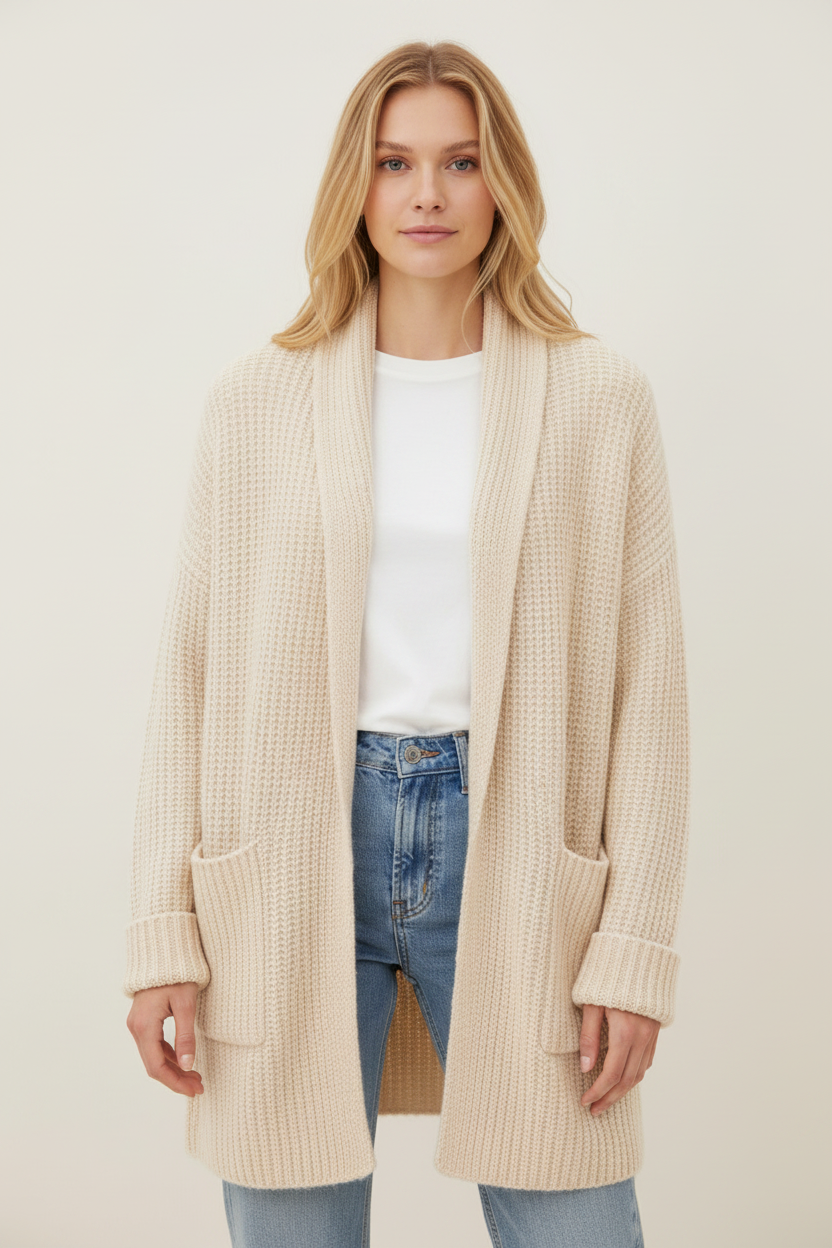 Beige long cardigan - Lana Fiorelli
