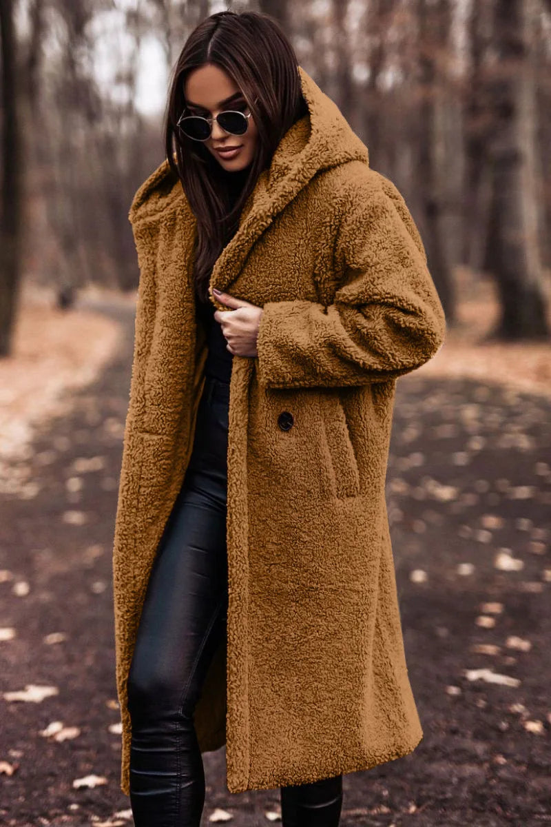Light Grey hooded teddy coat - Lana Fiorelli