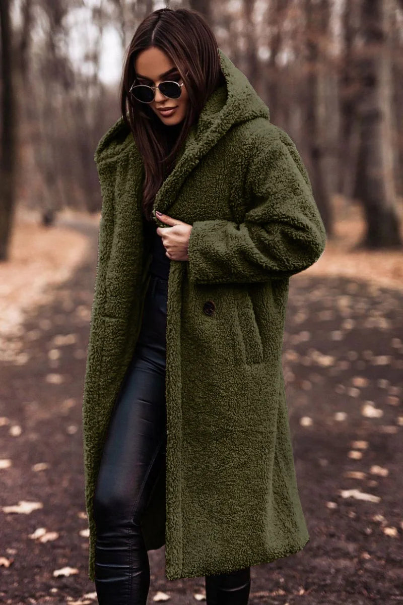 Burgundy hooded teddy coat - Lana Fiorelli