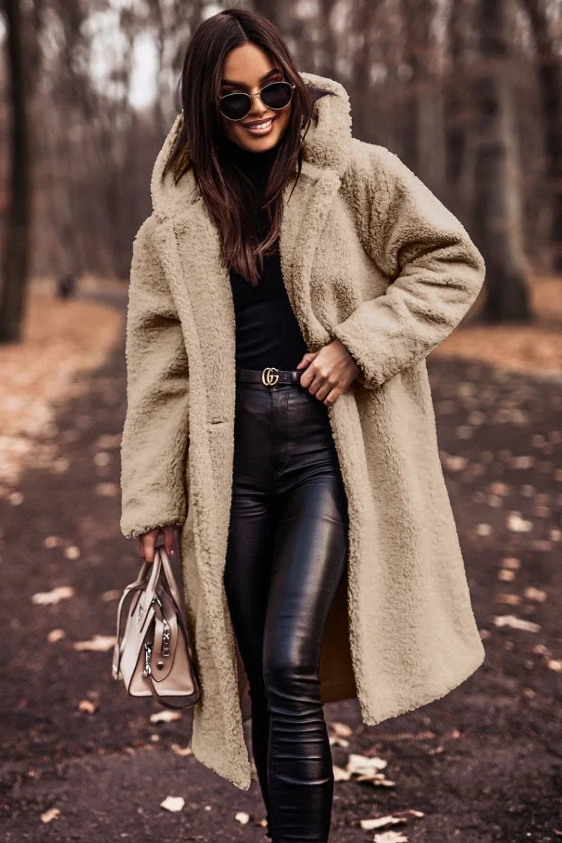 Light Grey hooded teddy coat - Lana Fiorelli