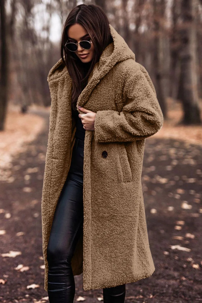 Light Grey hooded teddy coat - Lana Fiorelli
