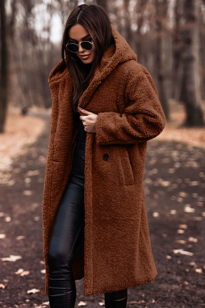 Beige hooded teddy coat - Lana Fiorelli